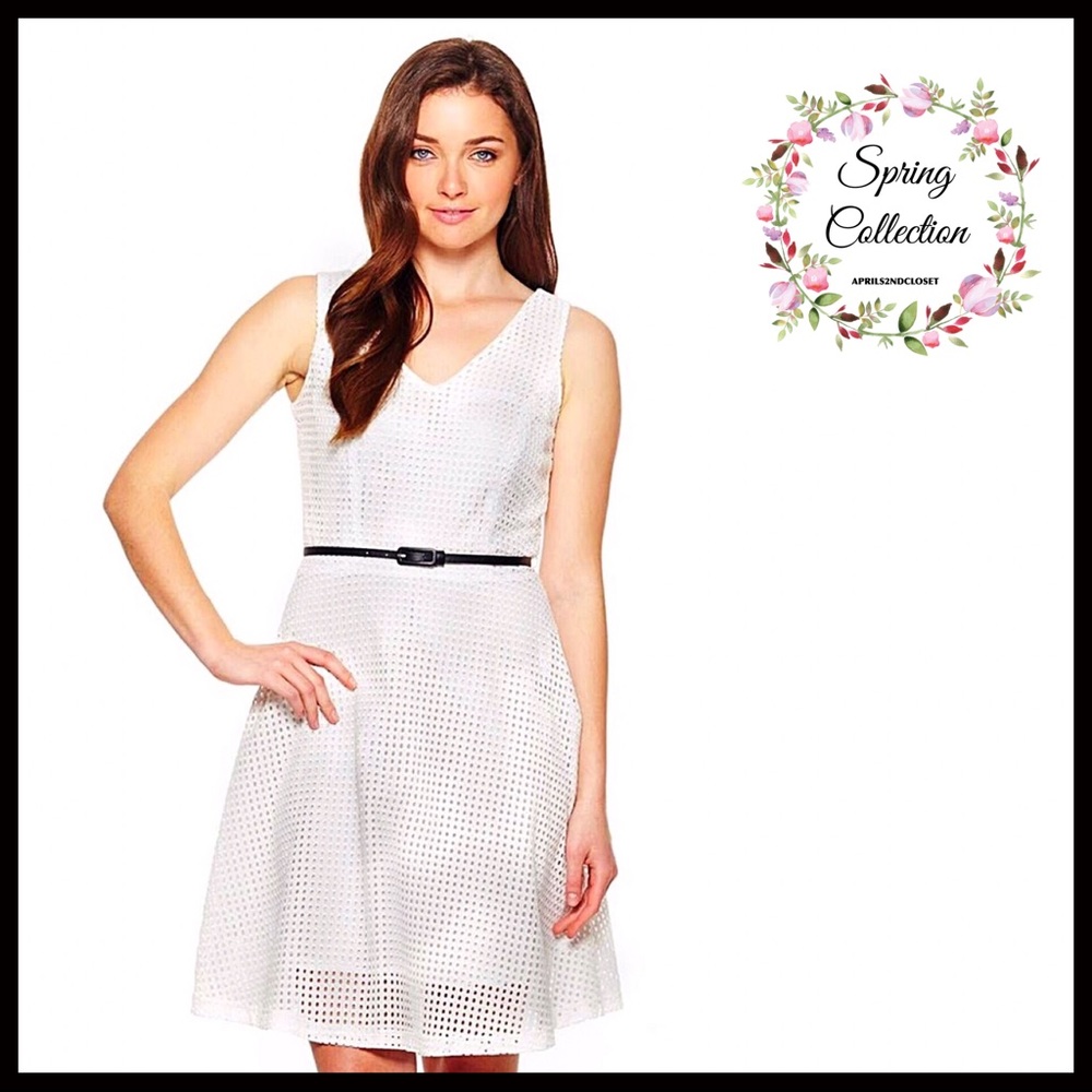 WHITE FLOWY A-LINE SLEEVELESS RETRO TANK SUMMER SUN DRESS A2C - Picture 8 of 8